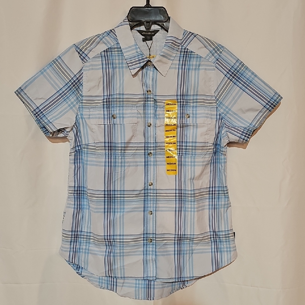 Eddie Bauer Light Blue Plaid Casual Shirt Adventure Shirt
